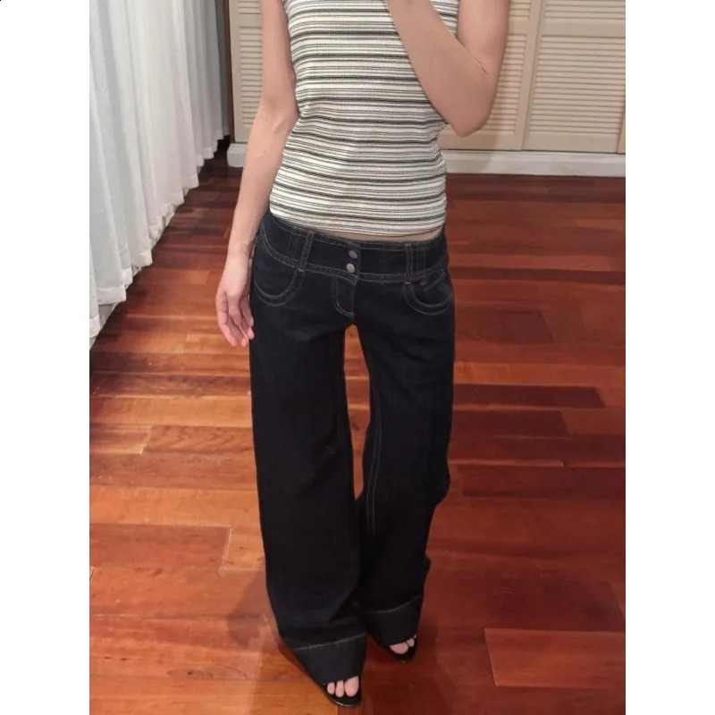 American Retro Low Waist Wide Leg Jeans Womens Summer Autumn Loose Drapey Tall Extended Length Girls Wide Leg Pants 250918