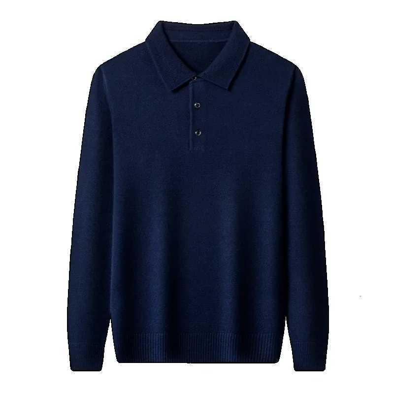 Autumn and Winter New Warm Soft Pullover Mens Business Lapel Knitwear Casual Solid Color Long Sleeve Polo Shirt OfficeZ250918