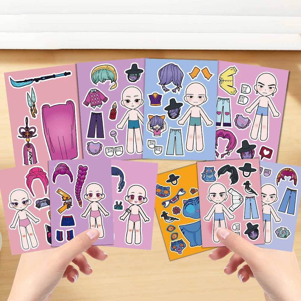 8pcs KPop Demon Hunters Cartoon DIY Stickers Bulk Anime Doodle Decals for Luggage Water Bottles C250918