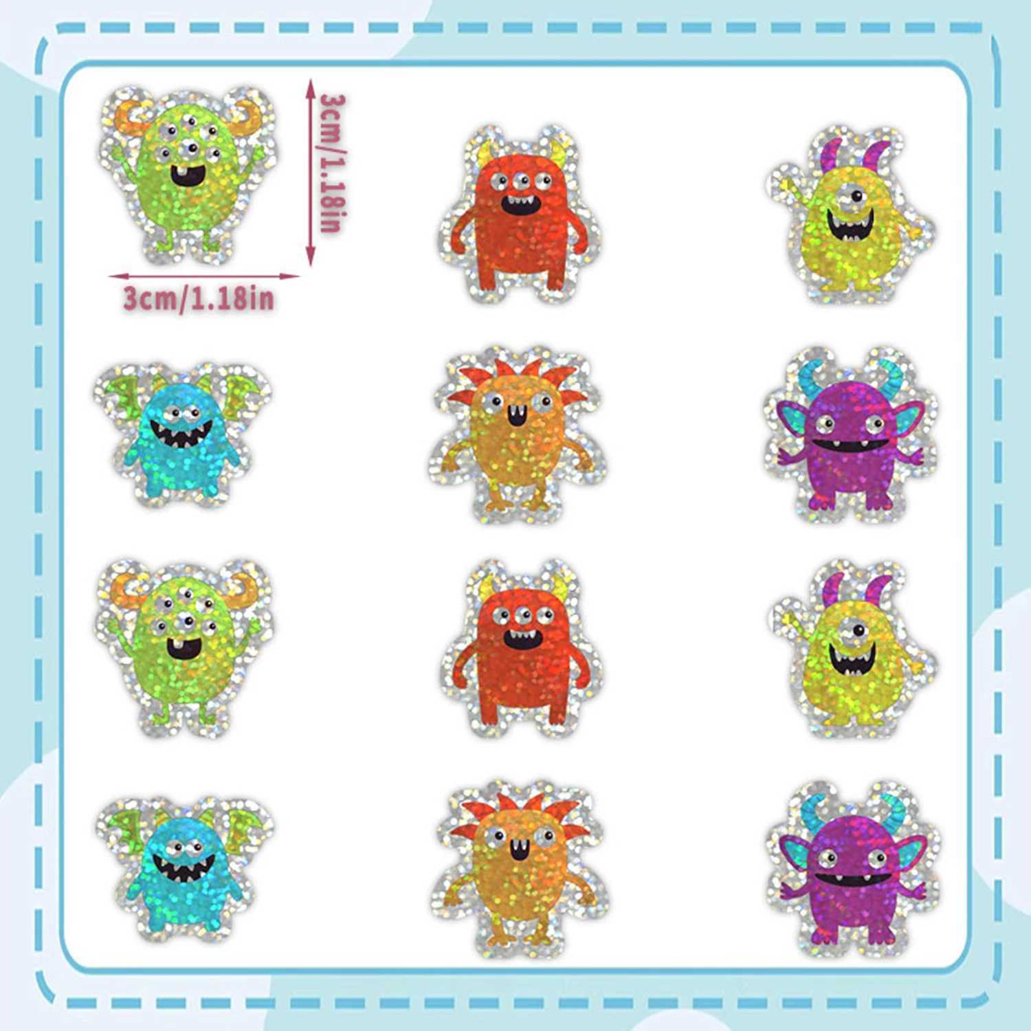 100500pcs Laser Monster Halloween Stickers Party Halloween Gift Wrapping Label Scrapbook Cartoon Stationery Stickers C250918