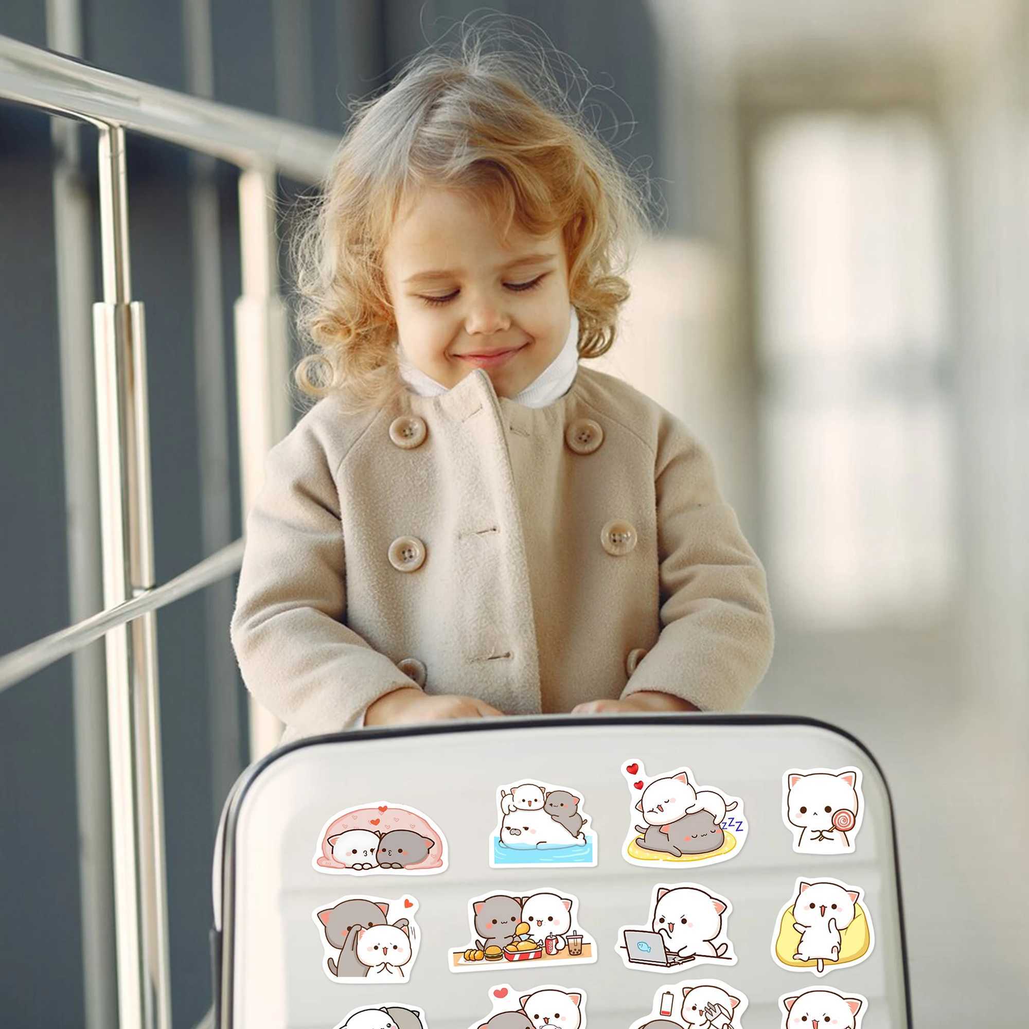 50Pcs Cute Couple Cat Stickers Cartoon Kawaii DIY Gift Decal Doodles for Scrapbook Skateboard Luggage Phone Waterproof Stickers C250918