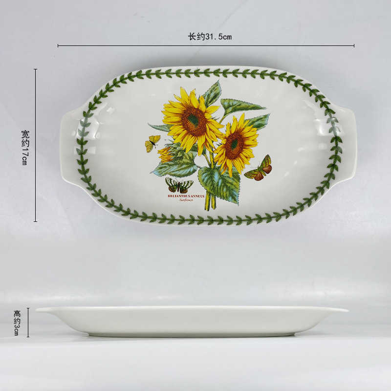Ceramic double-eared fish plate - Portman Merrill Flower Garden Series - Planting pot with creative fruit plates