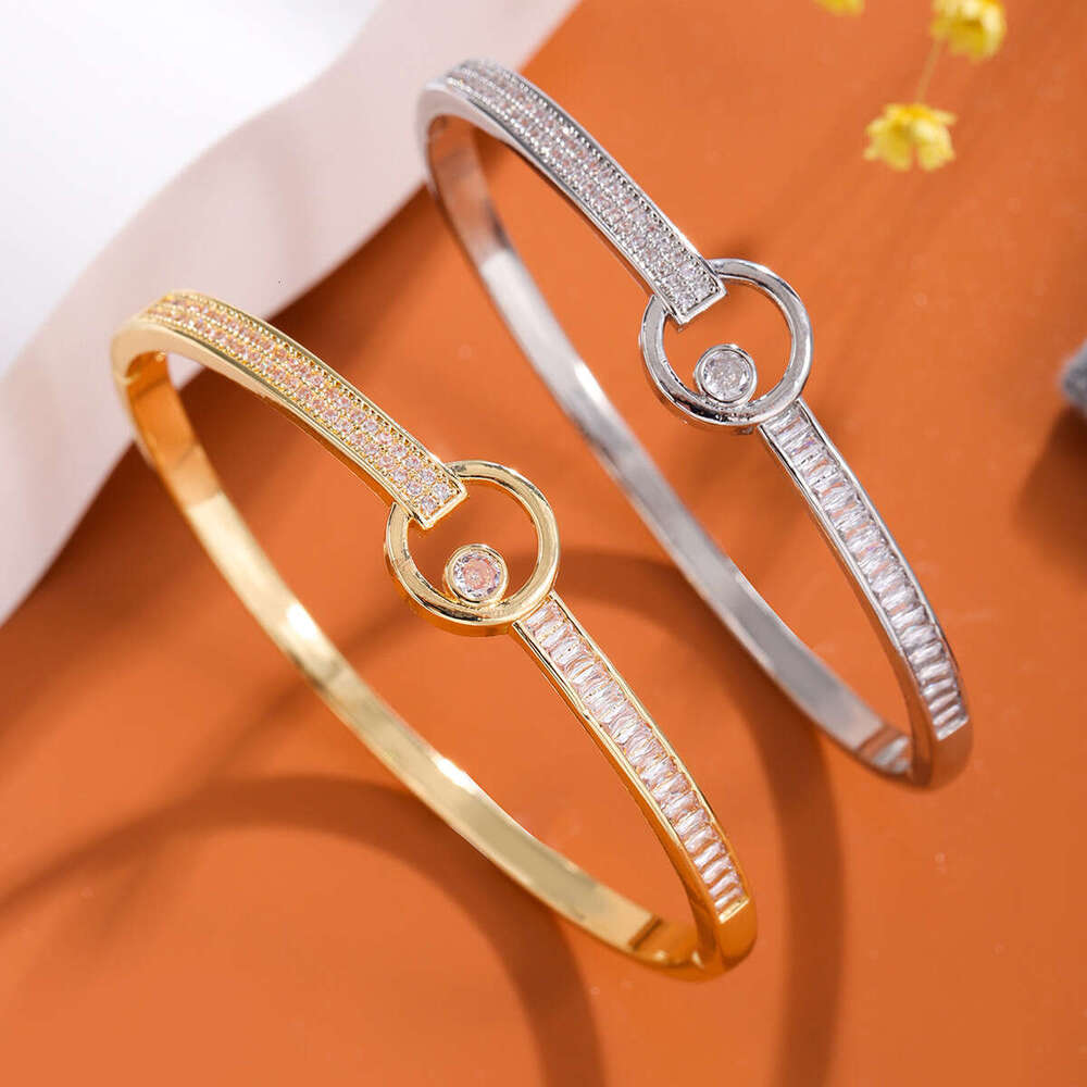 New Hot-Selling Concentric Circle Copper Inlaid Zircon Simple Style Fashionable Personality Elegant High-End Bracelet ddmypluto