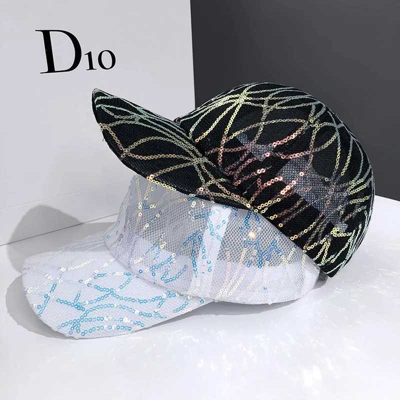 CNTANG 2025 New All Mesh Womens Peaked Cap Summer Fashion Spangle Design Hip Hop Casual Baseball Caps Sun Visor Hats For Ladies J2509181