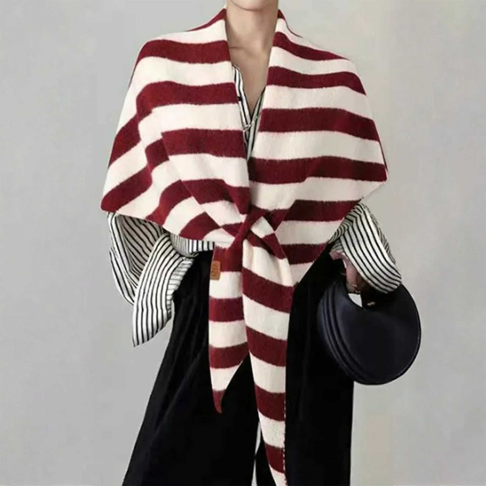 WenS Shl Cardigan Scarf Black And White Striped Warm Scarf WenS Fashion Accories Daily Wear Cmuting Out Street Y250918