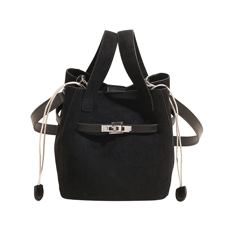 Designer bag free shipping New suede bucket bag with large capacity for commuting to work single shoulder cross body bag black red brown coffee