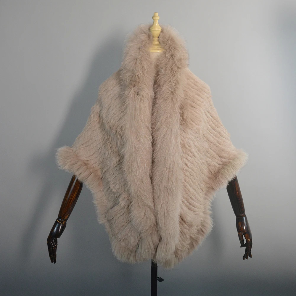 Long Style Winter Real Natural Rabbit Fur Scarf Lady 100Natural Real Fox Fur Shawl Women Knitted Real Mink Fur Pashmina Scarves 250918 - view 7