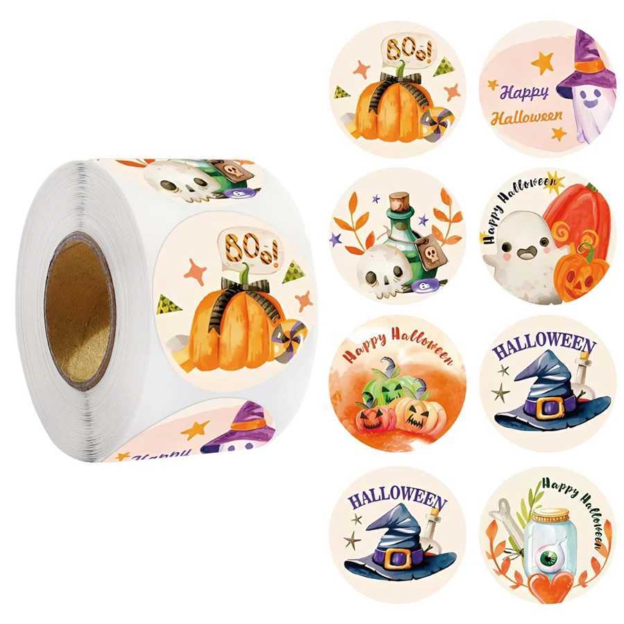 500pcsroll Halloween Food Packaging Label Stickers Cartoon Diy Cute Stickers Baking Packaging Selfadhesive Decorative Stickers C250918