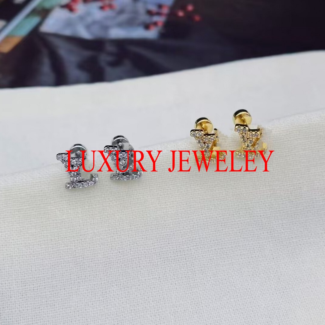 Never fade luxury full diamond small girl boys designer mini C stud 18K gold silver earrings 316L stainless steel woman man teenage jewelry gift daily outfit