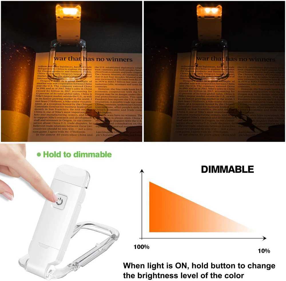 Mini Light Reading Clip Light LED Small Night Light USB Charging Adjustable Brightness Eye Protection Portable C250918