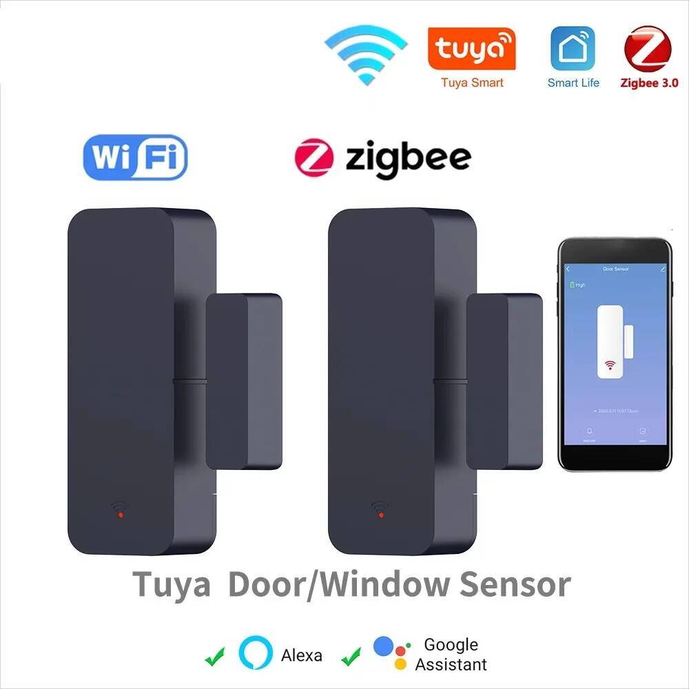 Zigbee Wifi Door Window Entry Sensor Security Burglar Magnetic Alarm Smart Life Compatible With Alexa Google Home Tuya