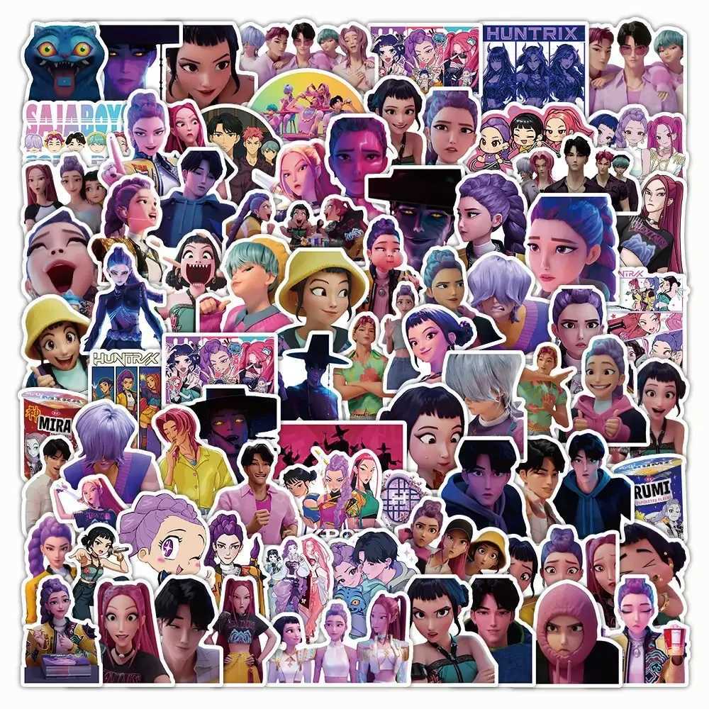 1050100Pcs Funny Kpop Demon Hunters Anime Stickers DIY Motorcycle Bicycles Suitcases Water Bottles Kids Waterproof Sticker Toy C250918