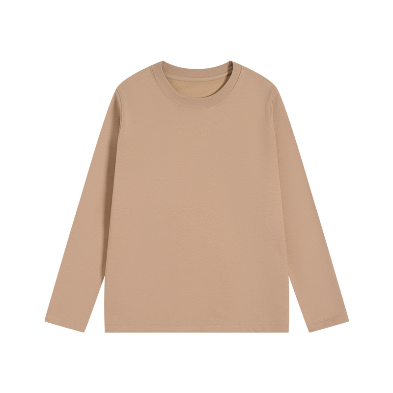 Winter New Arrival 280g Heavyweight Long-Sleeve T-Shirt: Unisex Casual Style, Versatile Wear, Fleece-Lined Sweatshirt for Layering-1108T