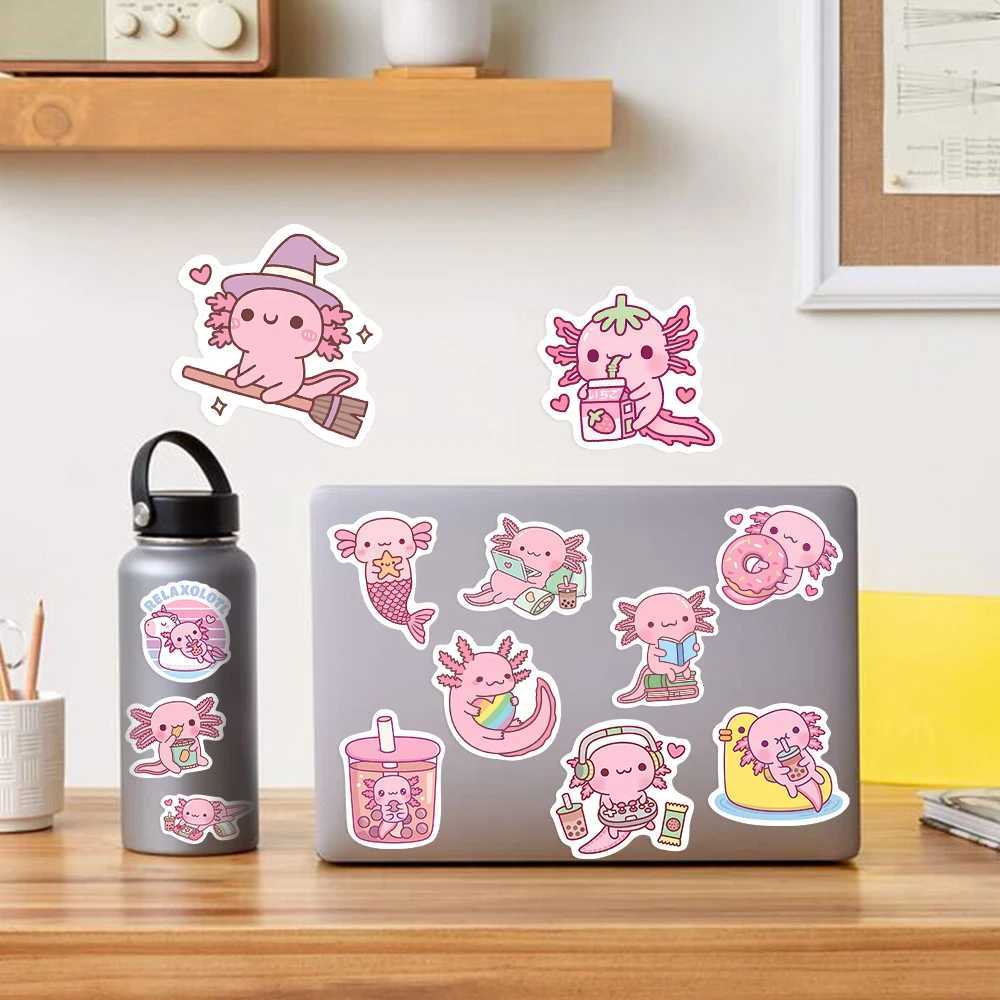 Cute Cartoon Axolotl Stickers Kawaii DIY Kids Toys Gift Decorative Decal for Laptop Phone Scrapbook Diary Luggage Waterproof C250918