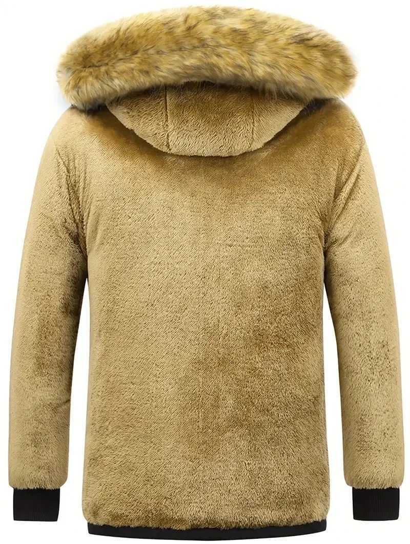 Male Fur Trench Overcoat Coats Parka Mens Warm Hooded Loose Parkas Mens Plus Velvet Casual Fashion Brand Thick Winter Parkas L2509181
