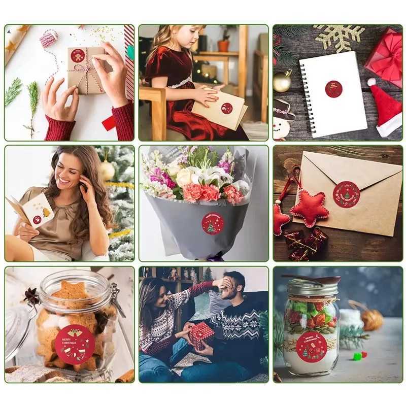 100500PCS Merry Christmas Stickers Small Childrens Stickers for Kids Rolling Sticker Pack Roll Packing Lables C250918