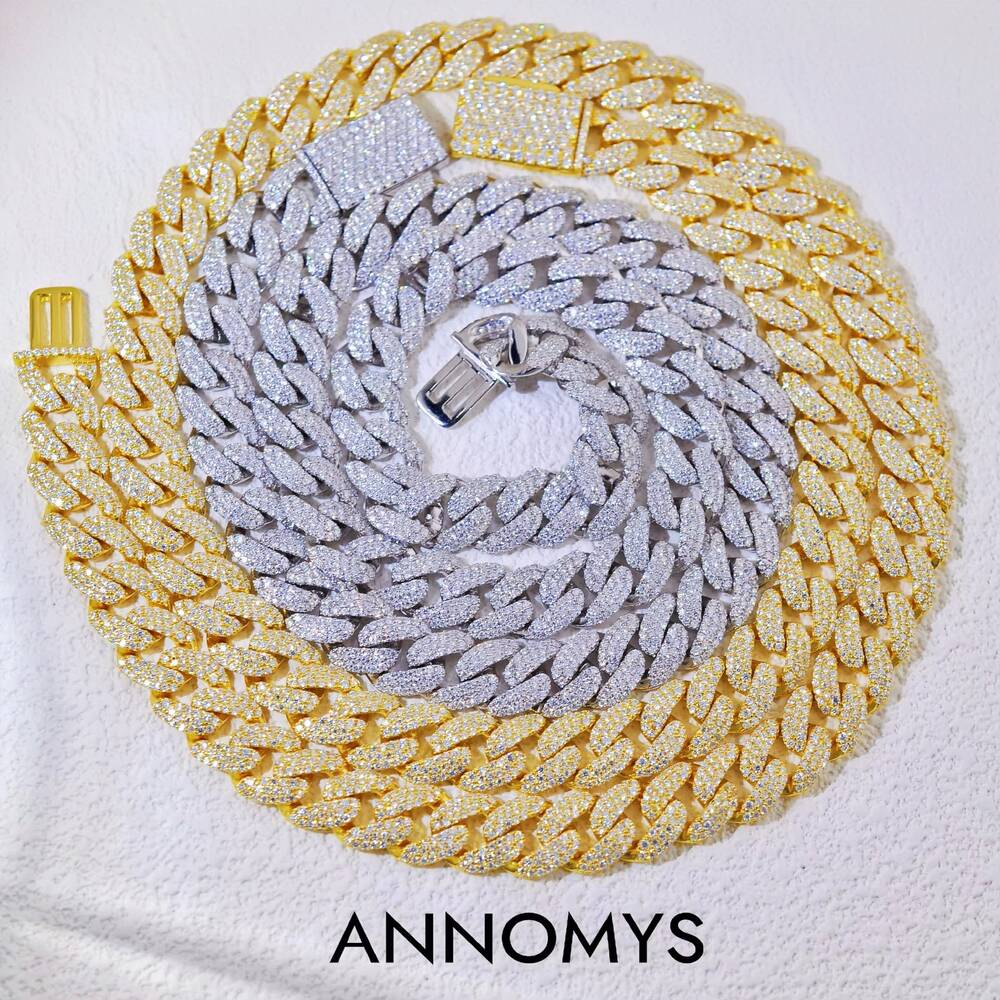 Wholesale Custom 6 8 10 mm 925 Sterling Silver Hiphop Jewelry Iced Out Moissanite Cuban Bracelet Cuban Necklace