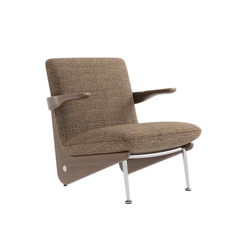 Living Room Furniture Mid - Century Modern Beige Fabric Swinging Ribbon Lounge Chair with Wooden Arms
