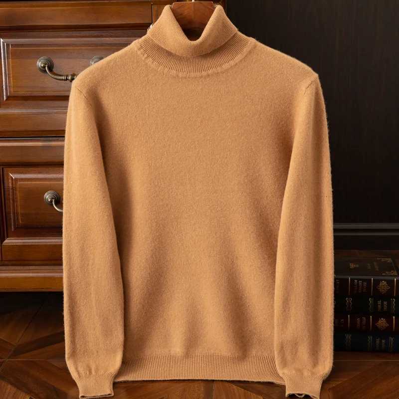 Autumn Winter Men Turtleneck Wool Pullover Basic Bottom Cashmere Sweater 100 Merino Wool Knitwear Soft Warm Lady Clothing TopZ250918