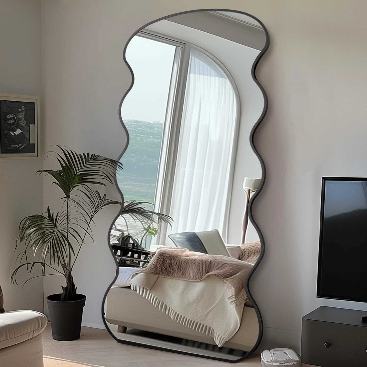 Antok Fl Length Mirror 76x34 Wavy Mirror Fl Length with Stand for Bedro Living Ro Cloakro F250918
