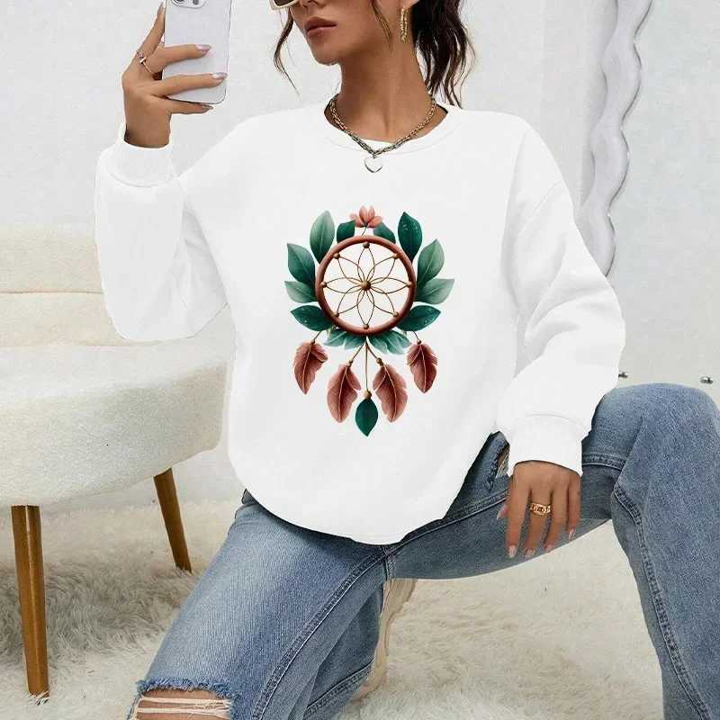 2025 Womens Sweatshirts Retro Print Casual O Neck Tops Outdoors Sports Jogging Pullover Street Long Sleeves Women ClothingZ250918