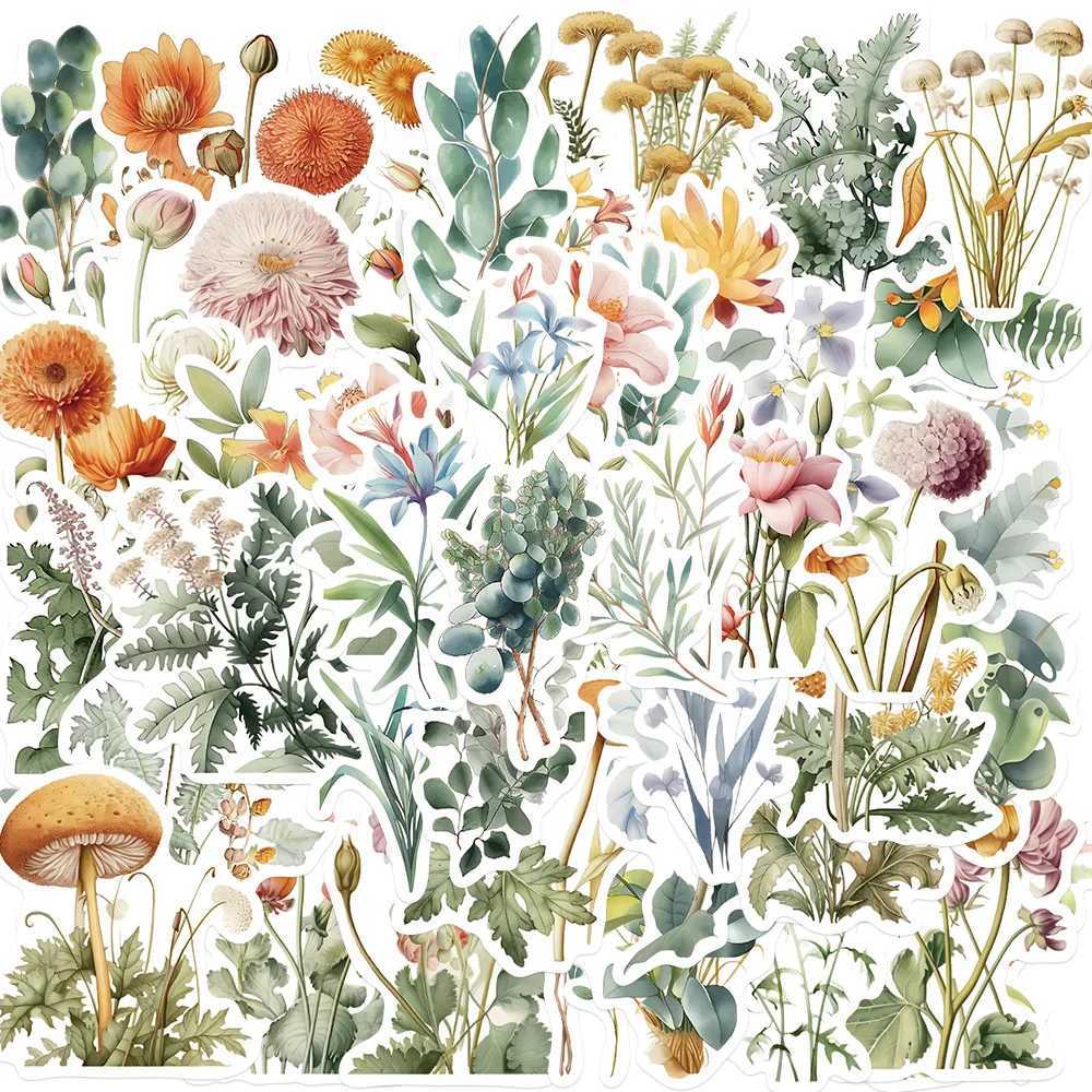 50PCS Fresh Plant FlowerDatura Stickers for Mobile Computers Water Cups Decorative Stickers for Laptops Waterproof Stickers C250918