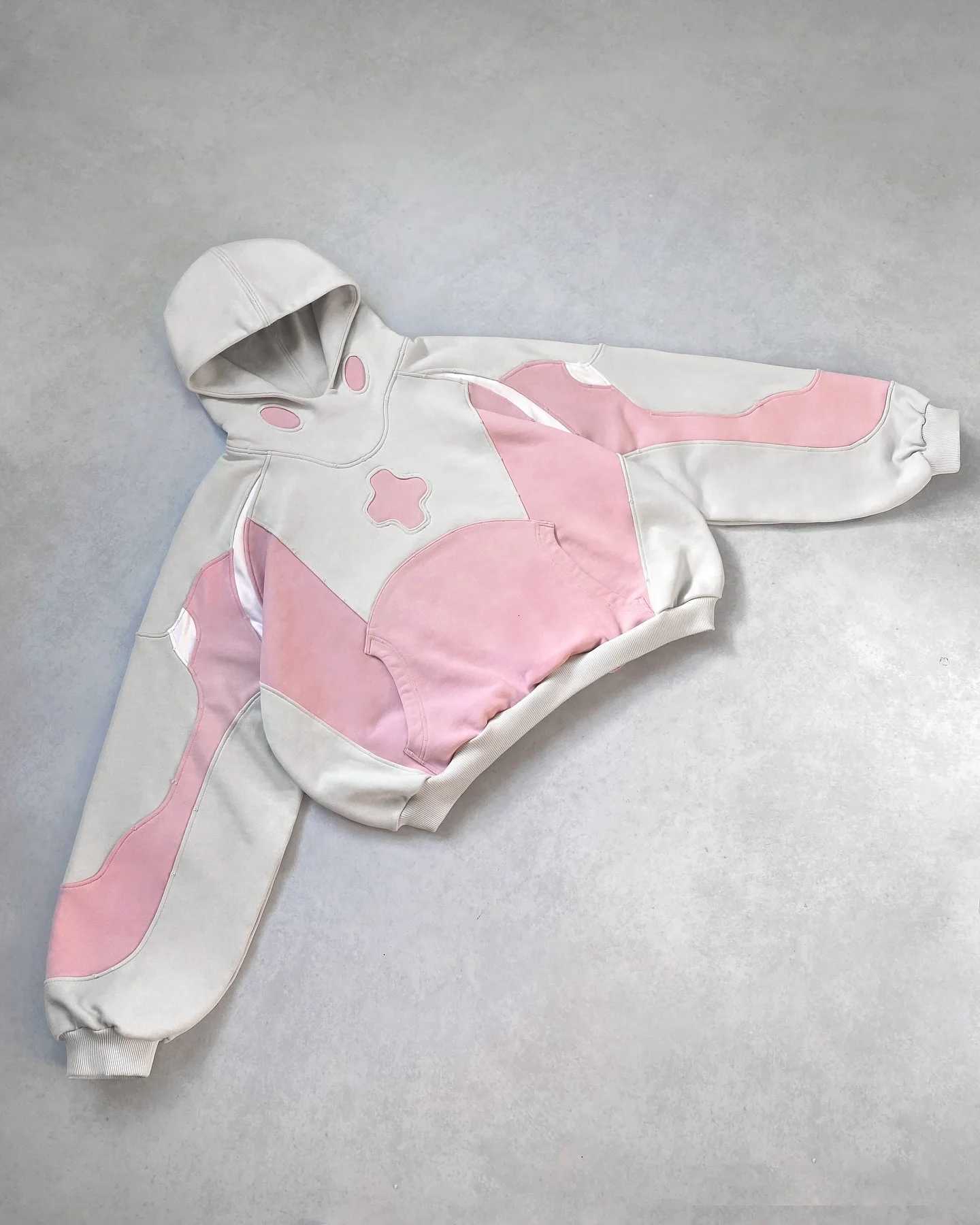 Korean Style Fashion Kawaii Pink Stitching Design Oversized Hoodie Womens Y2K New Harajuku Spice Girls Casual Joker Street WearZ250918