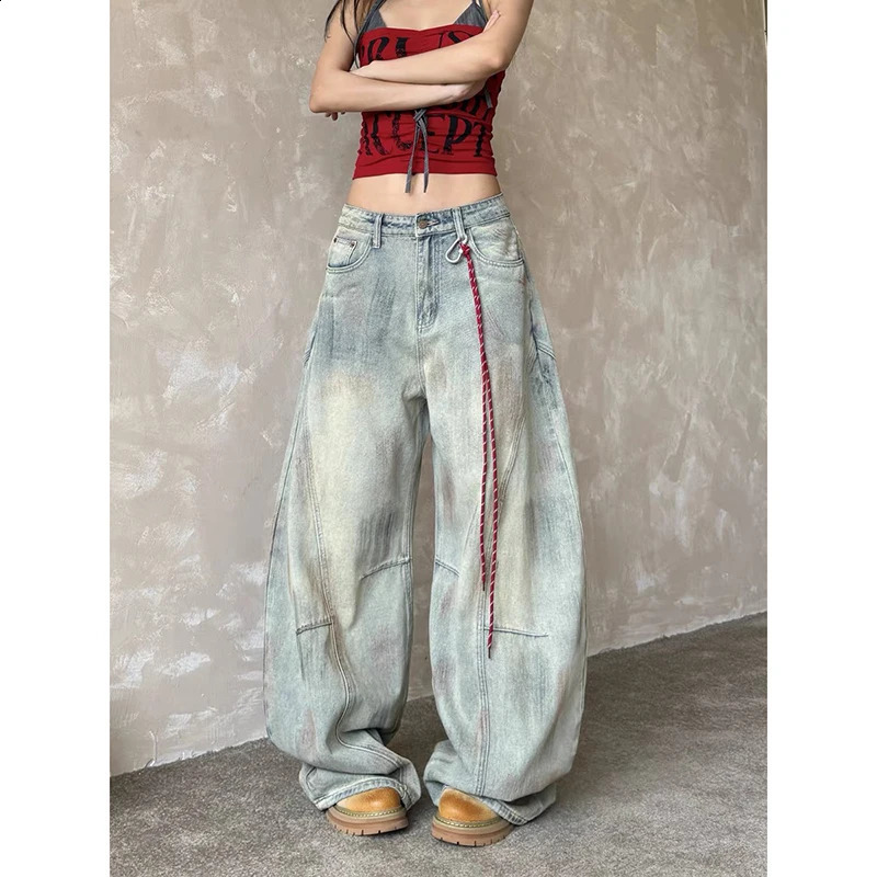 Womens Light Blue Y2k Baggy Jeans Harajuku Aesthetic Japanese 2000s Style Denim Trousers Vintage Cargo Pants Trashy Clothes Z260313