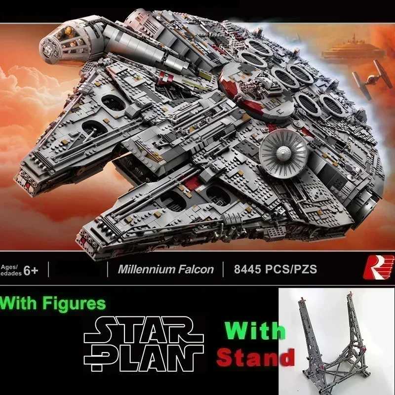 With Stand Millennium Ship Falcon Building Blocks Kits Compatible With 05132 Star Bricks Christmas Birthday Gifts 75192Z250918