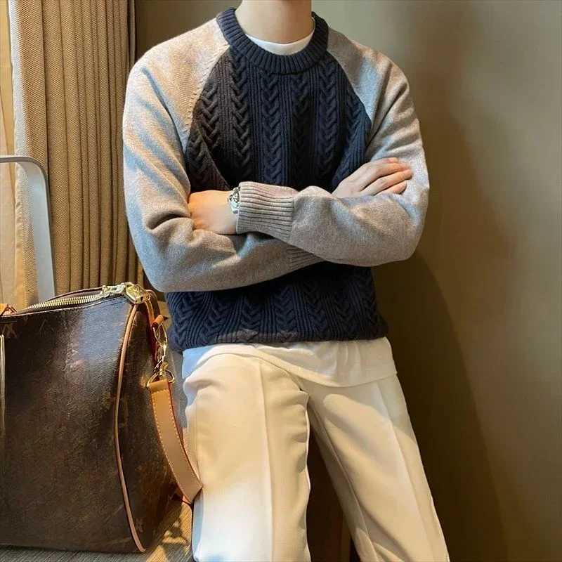 Autumnr and Winter Knitted Sweaters for Men Long Sleeve Pullover Man Casual Loose Fit High Quality Woven Y2k Original KnitwearZ250918