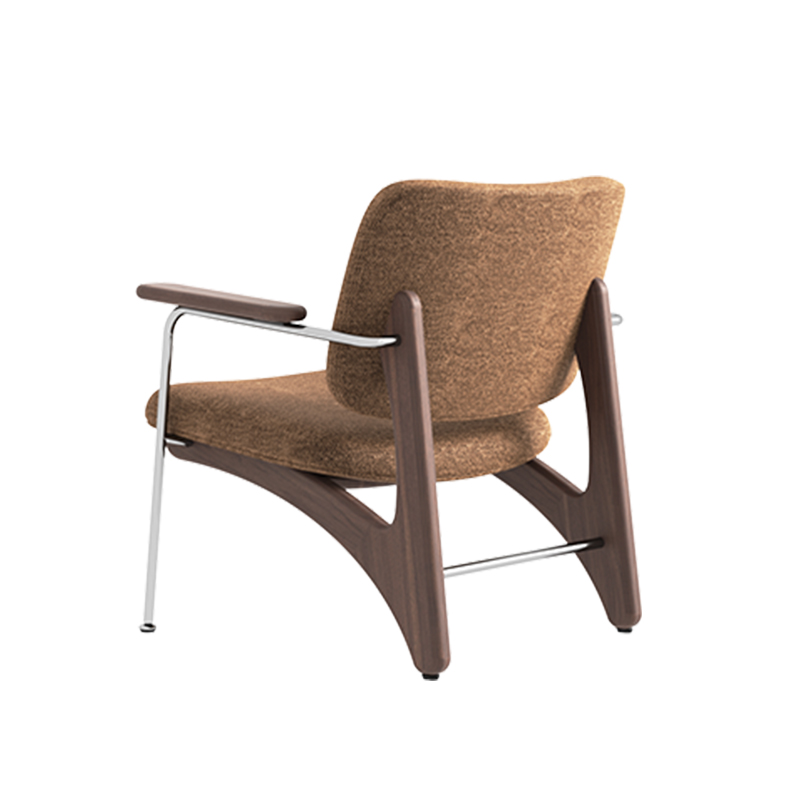 Living Room Furniture Modern Sparse - Branch Inspired Brown Fabric Lounge Chair with Wood & Metal Frame