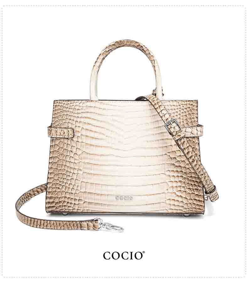 COCIO hot Free delivery designer tote bag Crocodile texture handbag white minimalist women bag