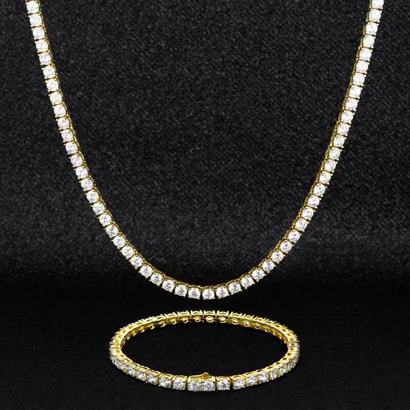 KRKC Drop Shipping Stock 1pc No MOQ Fashion Jewelry Iced Out Moissanite Diamond Tennis Choker 5A Moissanite Tennis Chain Necklace