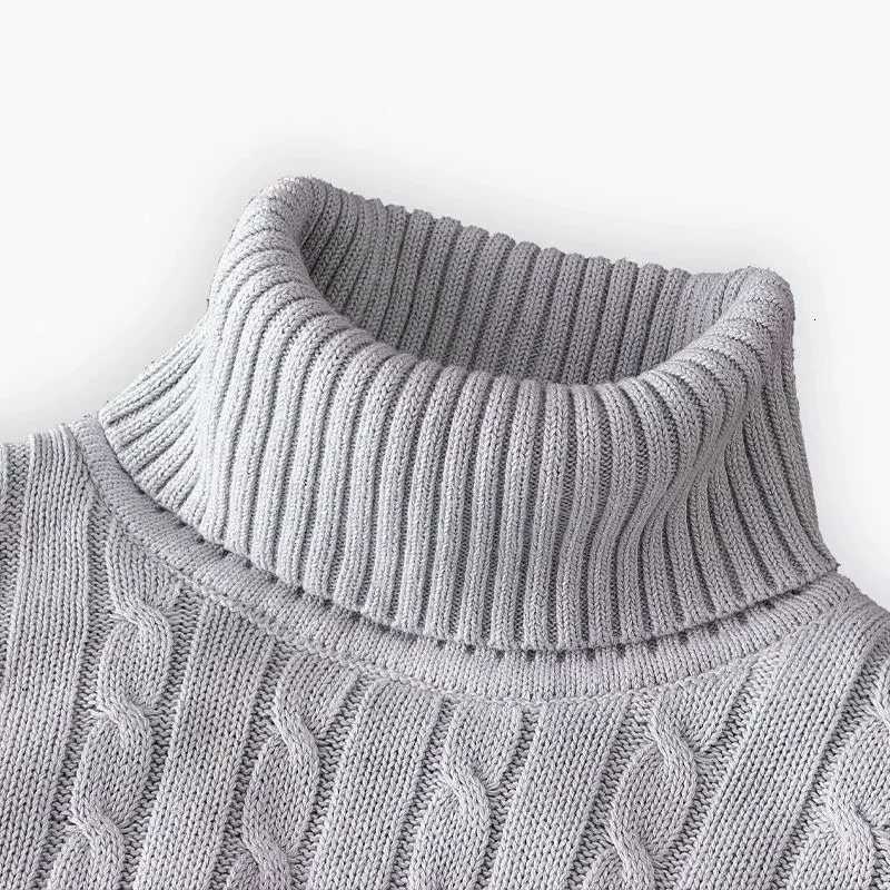 Autumn Winter Mens Sweater Warmth Turtleneck Jacquard Slim Fit Sweaters Solid Color Basic Style Fahion Knitted PulloversZ250918