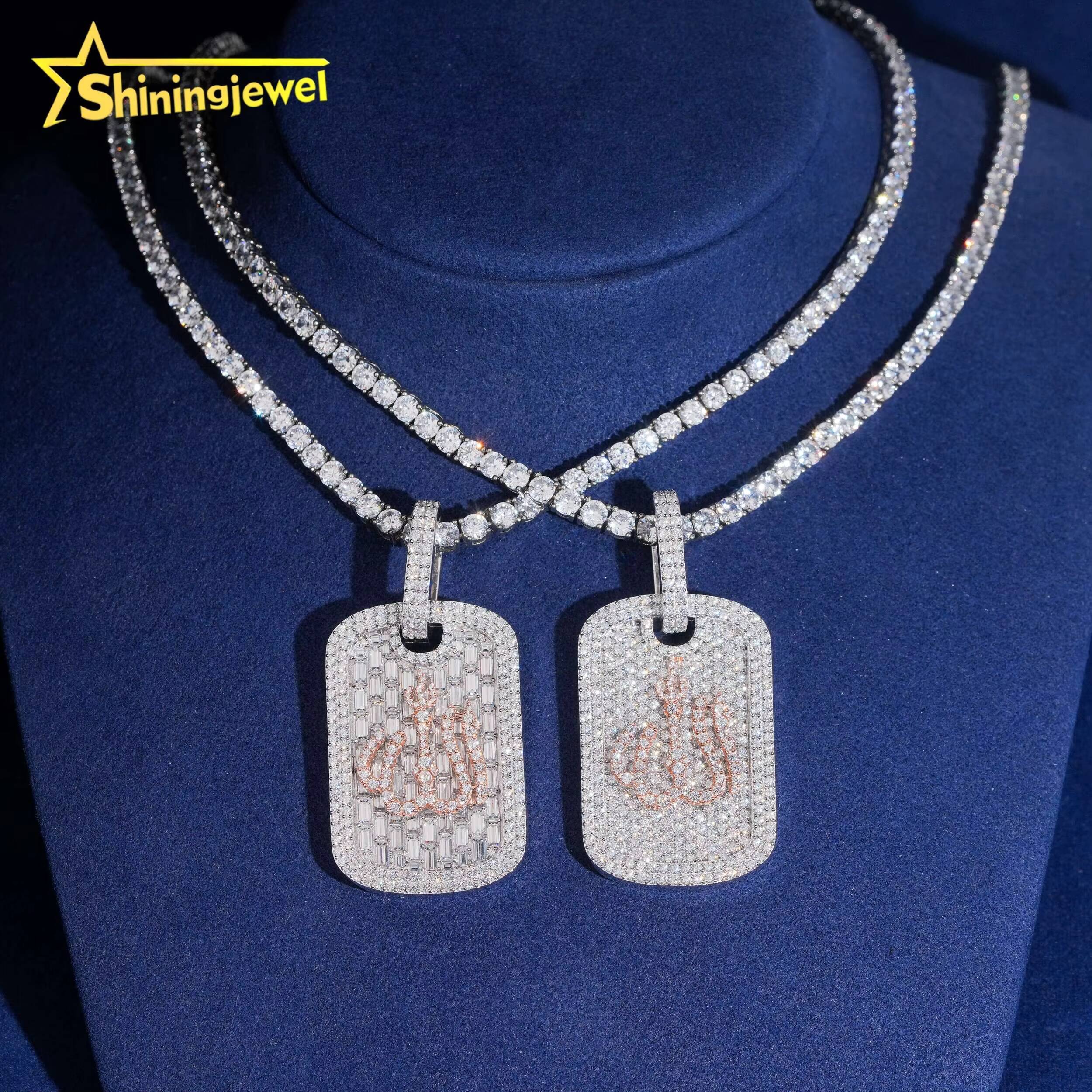 Hip Hop Jewelry 925 Silver Moissanite Hip Hop Pendant Dog Tag Pendant Unisex Charm Iced Out Pendant Pass Diamond Tester