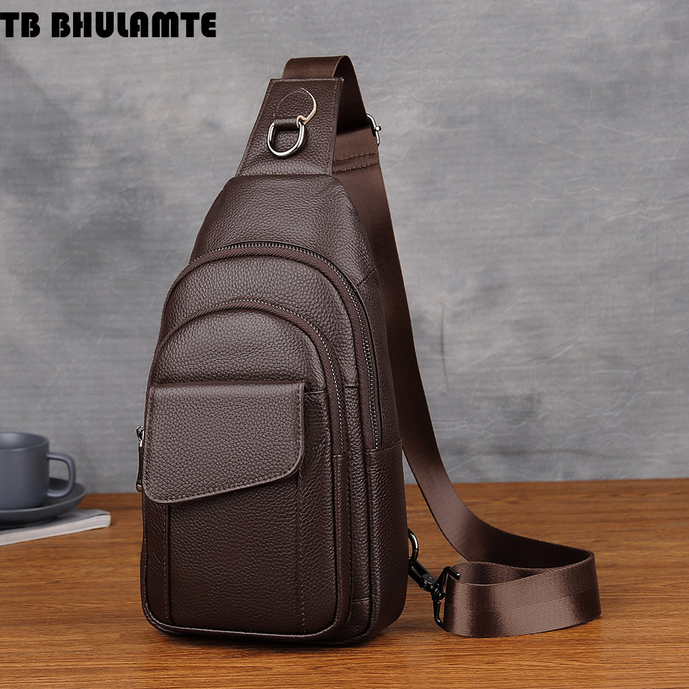 Free Shipping Designer Bag Men's Luxury Bag New Genuine Leather Chest Bag Casual Crossbody Bag Multifunctional Shoulder Bag Cowhide Business Ches - view 6