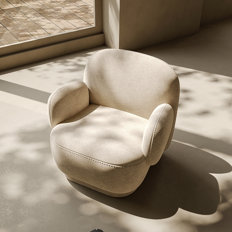 Living Room Furniture Modern Maroon - Colored Rain Flower - Inspired Upholstered Lounge Chair with Rounded Armrests