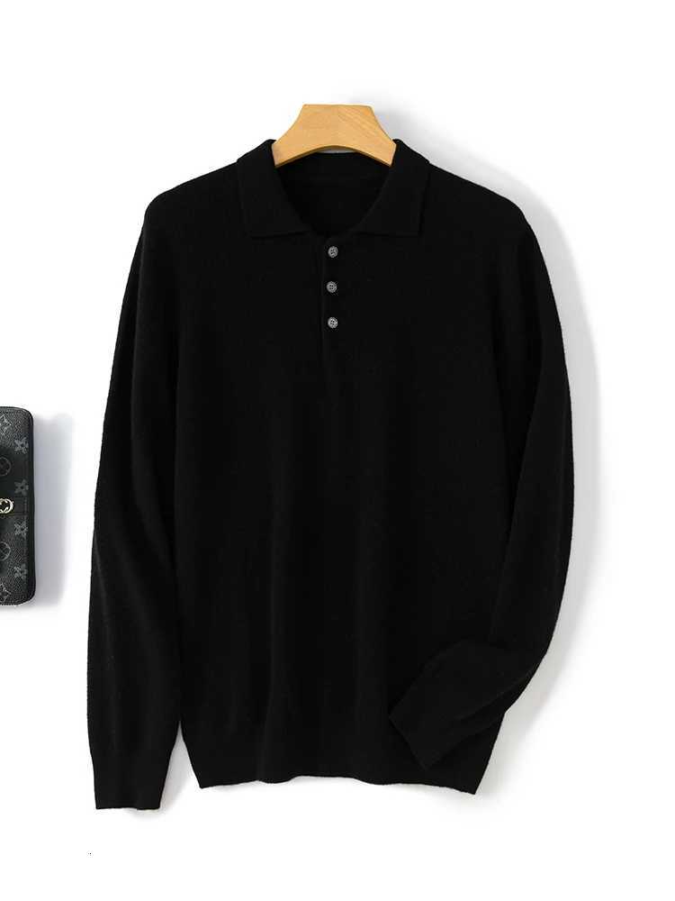 ANGEL Mens POLO Collar Sweater Long Sleeve Business Pullovers 100 Merino Wool Knitwear Autumn Winter Thick Shirt Basic ClothesZ250918