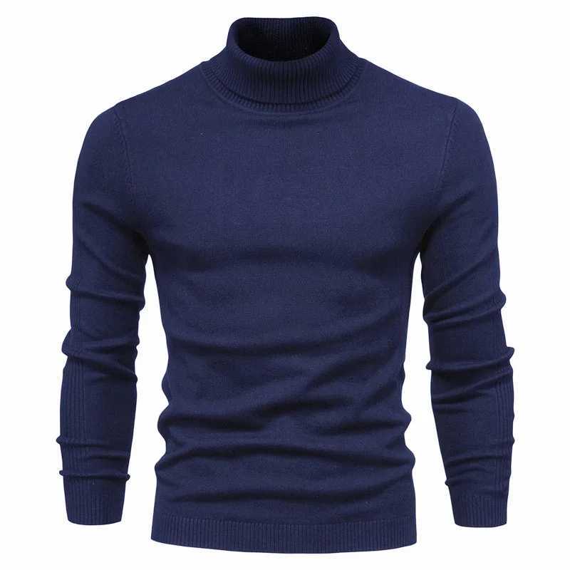 New Autumn and Winter Casual Mens Solid Color Pullover Sweater Turtleneck Mens Casual Multicolor Comfortable Knitted SweaterZ250918