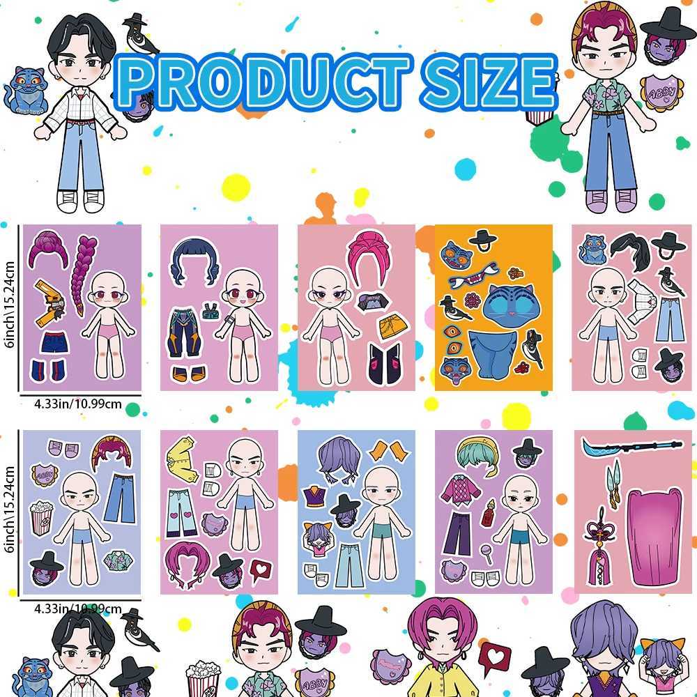 8pcs KPop Demon Hunters Cartoon DIY Stickers Bulk Anime Doodle Decals for Luggage Water Bottles C250918