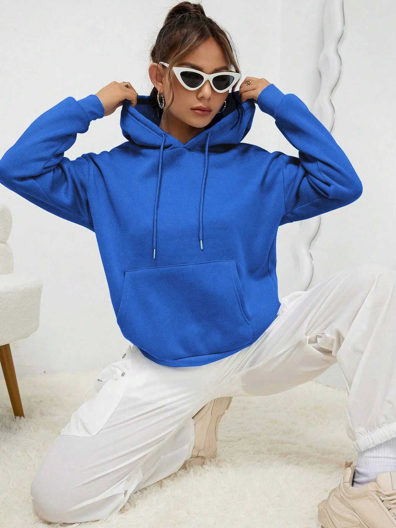 Solid Color Hoody For Female Autumn Fashionable Clothing Casual Fleece Pocket Hoodies Multicolor Unisex Women StreetwearZ250918