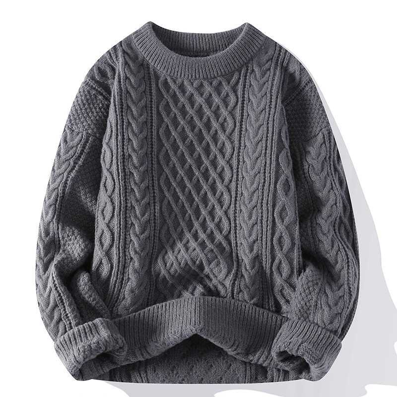 Autumn Winter Men Sweater Vintage O Neck Solid Color Mens Knitted Pullovers Loose Harajuku Mens Retro Knitting Pullover SweatersZ250918