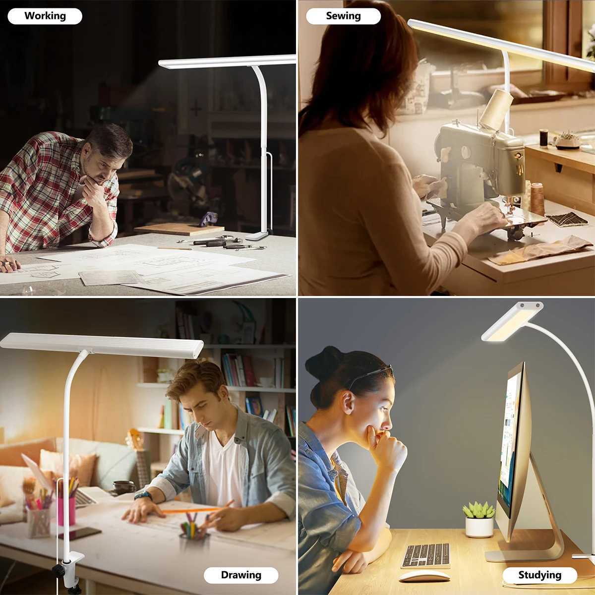 LED Desk Lamp for Office Home EyeCaring Desk Light Lamp with Stepless Dimming Adjustable Flexible Gooseneck Adjustable Light C250918