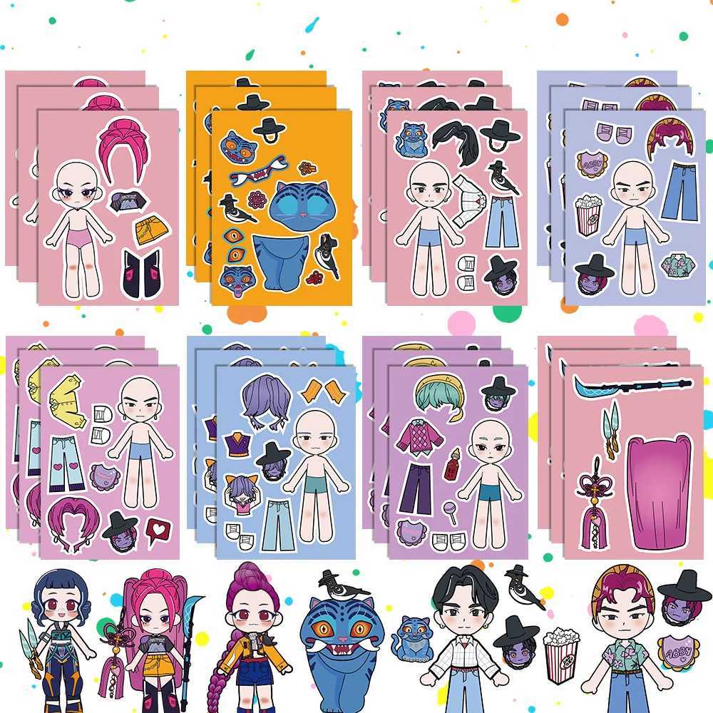 8pcs KPop Demon Hunters Cartoon DIY Stickers Bulk Anime Doodle Decals for Luggage Water Bottles C250918