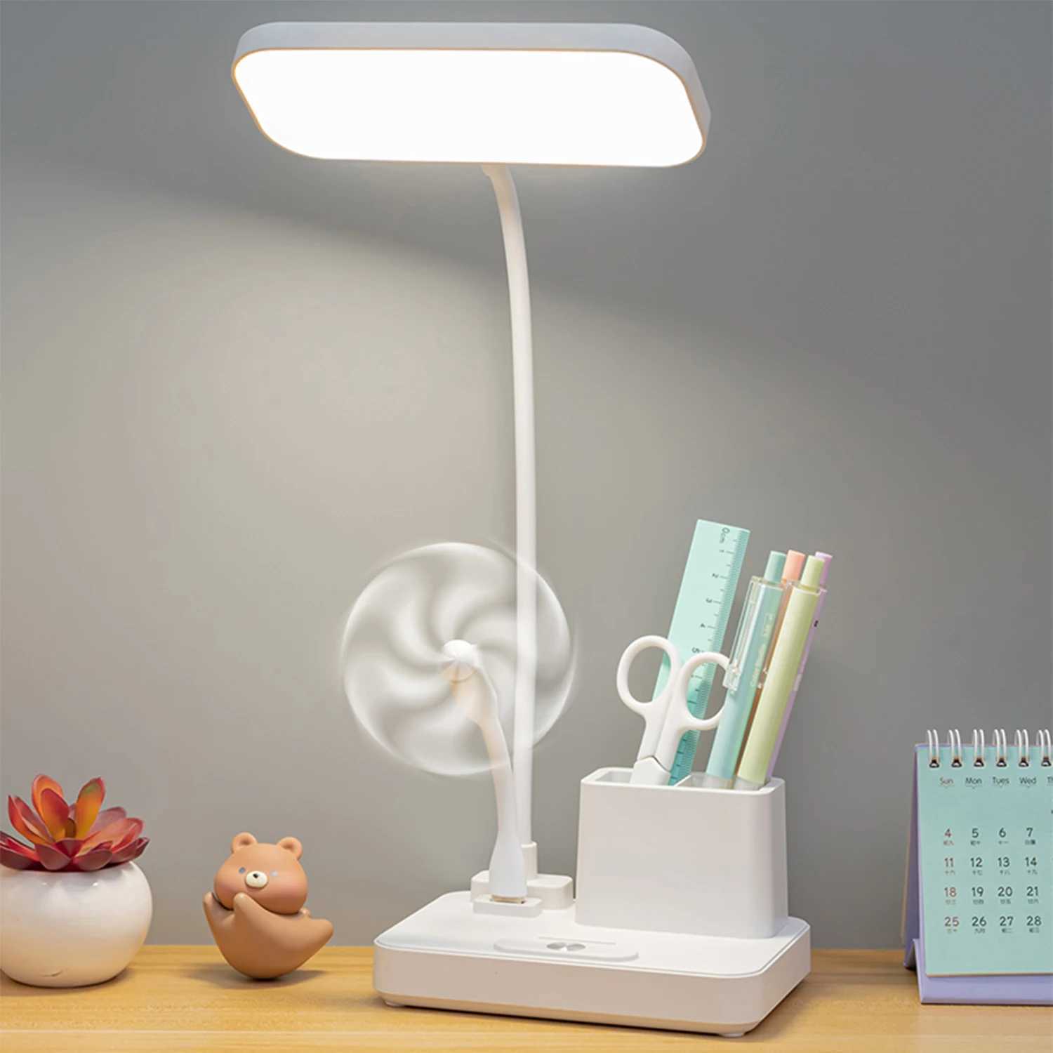 Gift Fan and pen holder3 Modes Touch Dimming USB Dimming Clip Table Lamp Student Dormitory Learning Study Table Light C250918