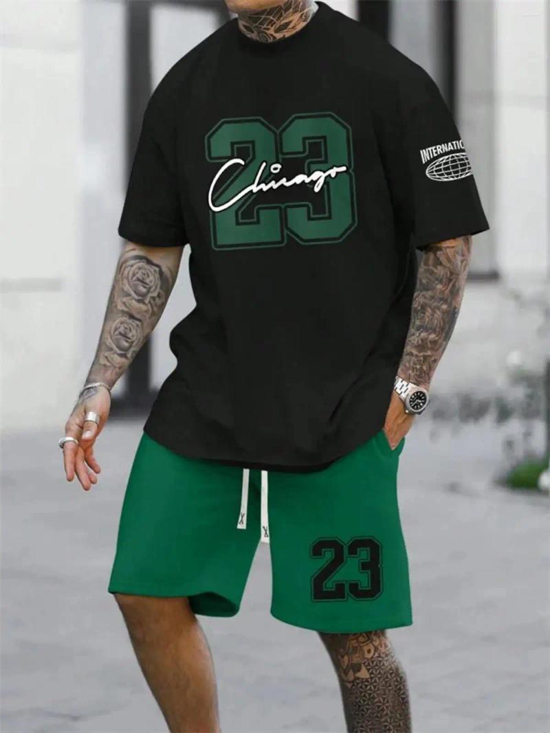 Men's Tracksuits 2025 No.23 Printed Fashion Shorts Set Outdoor Urban Soft Quick Drying Short Sleeve Top Summer Breathable Sports