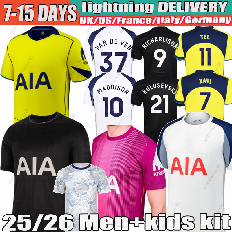 25 26 Tottenham Soccer jerseys MADDISON TEL KULUSEVSKI RICHARLISON XAVI Soccer jerseys BISSOUMA JOHNSON VAN DE VEN KUDUS 2025 football shirt mens kit kids