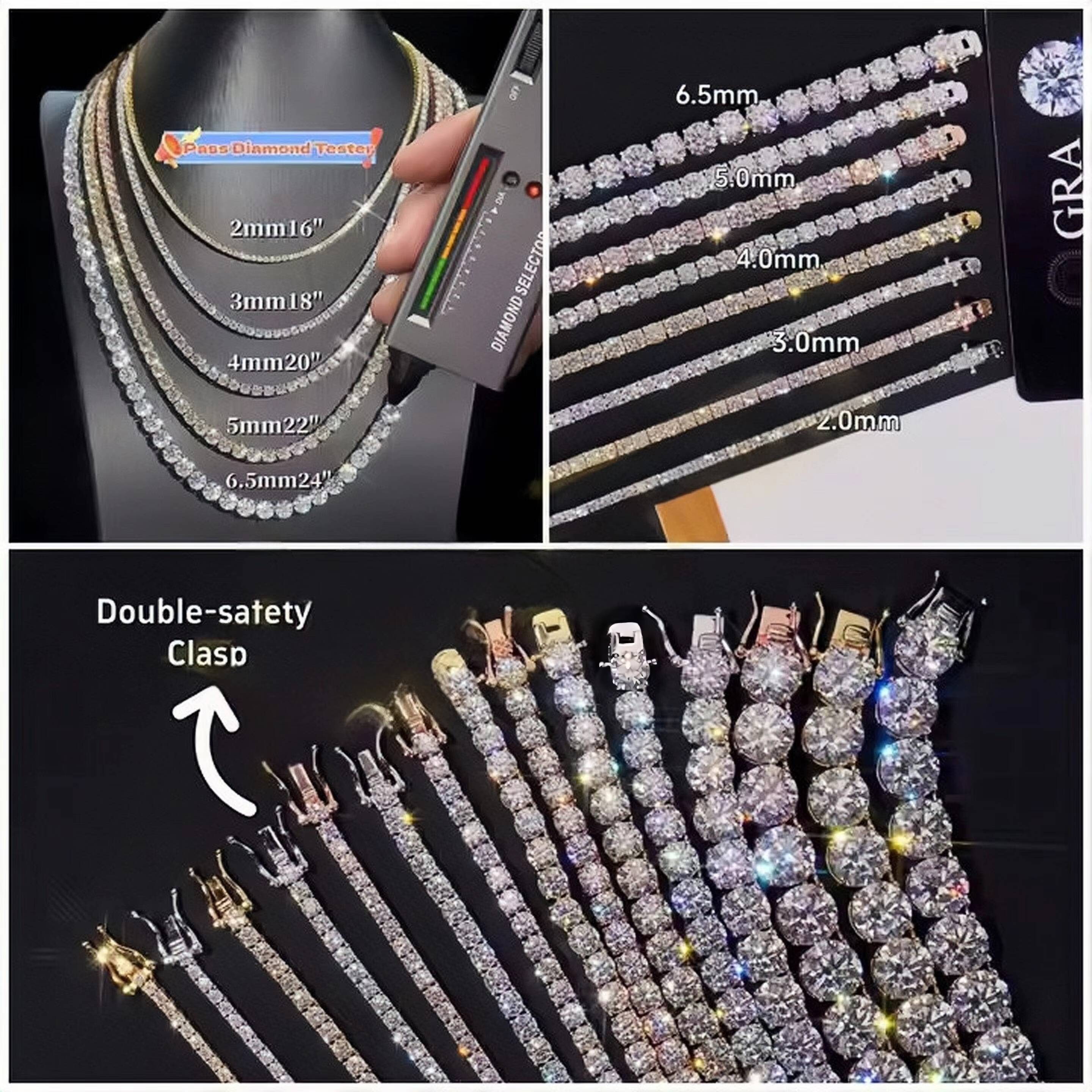 Pass Diamond Tester GRA Hip Hop Jewelry Charms Iced Out 265mm Lab Diamond 925 Silver VVS Moissanite Tennis Chain Necklaces