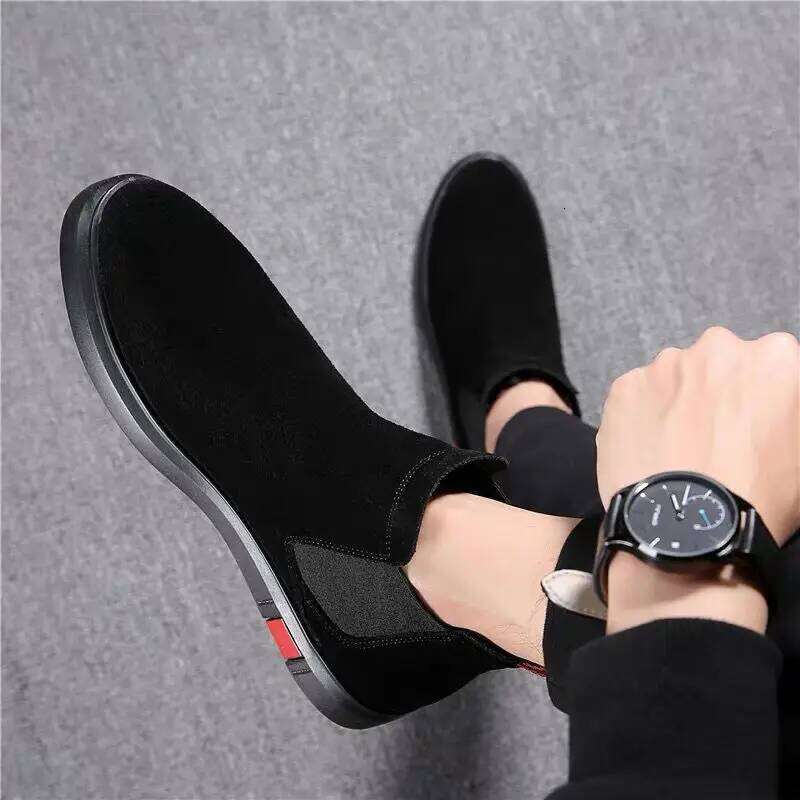 men fashion boots black brand designer shoes party banquet dress cowboy boot cow suede leather flats ankle botas