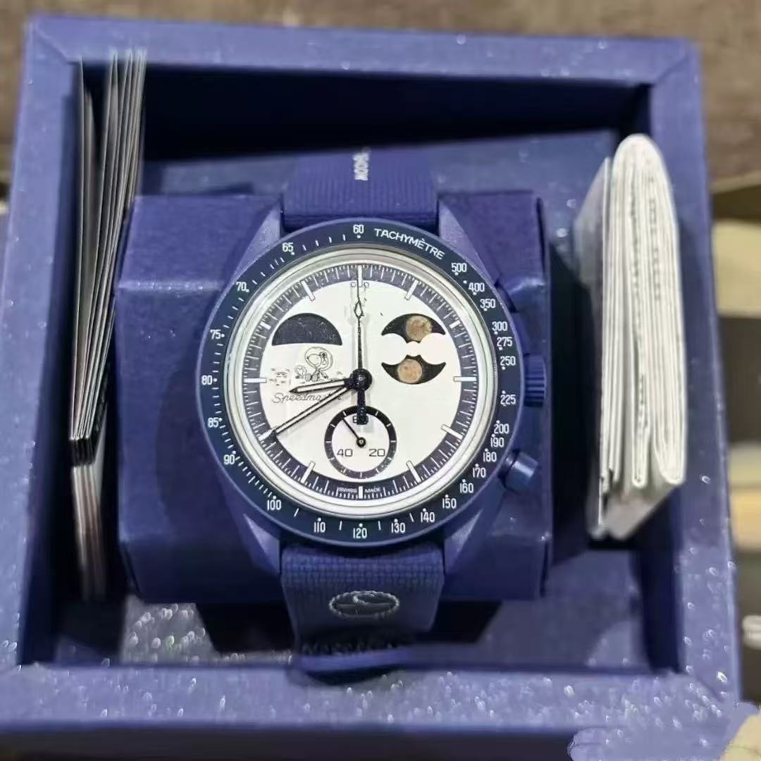 MISSION TO EARTH PHASE Moon Mens Watches High Quality Full Function Chronograph Designer Mission To Mercury 42mm Nylon Watches Quartz Clock Relogio Masculino